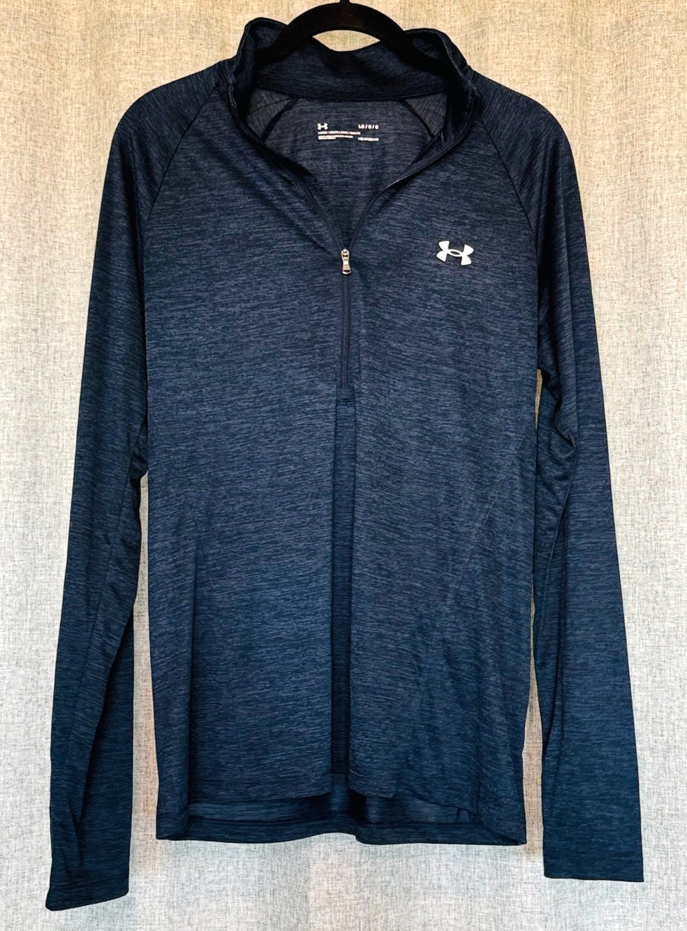 Under Armour Pullover Men's Large HeatGear Blue Quarter Zip Fitted Lightweight